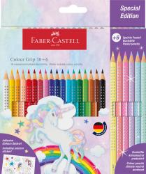 Packung mit 24 Buntstiften in verschiedenen Farben. Enthält einen Einhorn-Aufkleber.