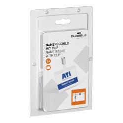 DURABLE Namensschild mit Clip 9 x 6 cm 5 Stück transparent