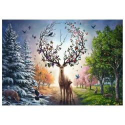 RAVENSBURGER Puzzle Der magische Hirsch und die vier Jahreszeiten 1000 Teile bunt