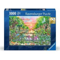 RAVENSBURGER Puzzle Verträumte Fahrräder in Amsterdam 1000 Teile bunt