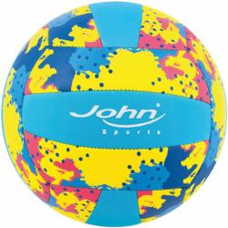 Bunter Volleyball in Gelb, Blau und Rot. Das Material ist weich und strapazierfähig.