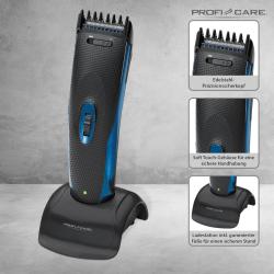 Haarschneider in Schwarz und Blau. Aufladestation inklusive.