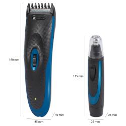 Haarschneider in Schwarz und Blau. Aufladestation inklusive.