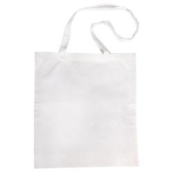 weiße Stofftasche mit langen Trägern. Schlicht und ohne Muster.