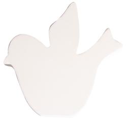 Weißes Vogelmotiv mit zwei Flügeln. Einfach und stilisiert.