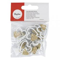 Sechs Haarklammern in Herzform. Transparent mit glitzerndem goldenen Herzen. Einfache, verspielte Designs.