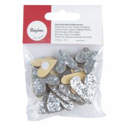Graue Herzen in verschiedenen Größen. Sie sind aus glitzerndem Material.