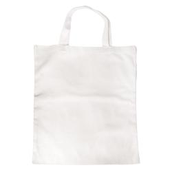 weiße Stofftasche mit zwei Henkeln. Die Oberfläche ist glatt und unbedruckt.