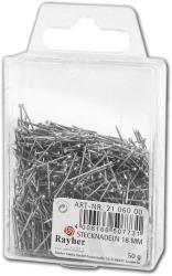 Durchsichtige Verpackung mit vielen silbernen Stecknadeln. Länge der Nadeln beträgt 18 mm.