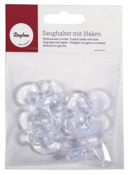 Transparente Saugnäpfe mit Haken. Verpackung enthält mehrere Stück. Ideal für Befestigungen.