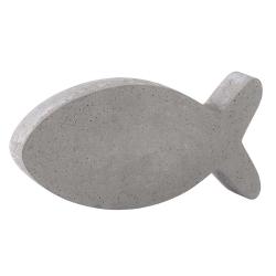 Graue Dekoration in Form eines Fisches. Aus Beton, schlicht und modern.
