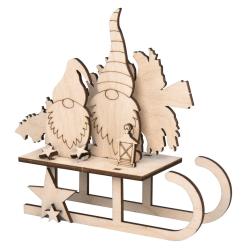 RAYHER Holzbausatz Wichtel mit Schlitten 11,5 x 5 x 16,5 cm natur