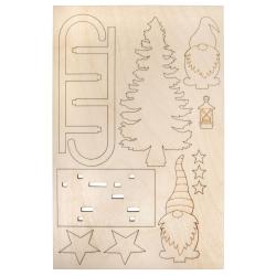 RAYHER Holzbausatz Wichtel mit Schlitten 11,5 x 5 x 16,5 cm natur