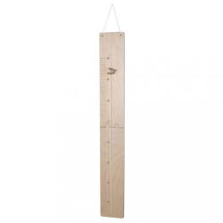 Holzmaßstab zum Messen von Höhen. Hängend, mit Skala von 0 bis 200 cm.