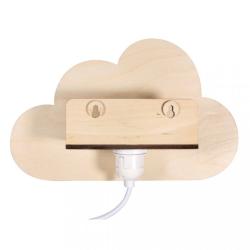 Holzplatte in Form einer Wolke. Oberfläche ist hell und glatt.