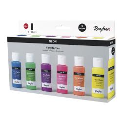 RAYHER Acrylfarben-Set Neon 6 x 60 ml