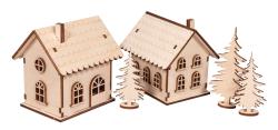 RAYHER Holzbausatz Lichterdorf 48-teilig