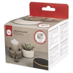 Verpackung für eine Silikon-Gießform in Form einer Schale. Die Schale hat eine geriffelte Oberfläche und ist für Dekorationsideen gedacht.