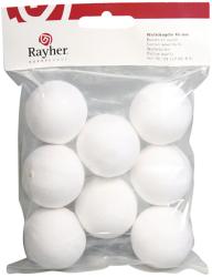 Packung mit acht weißen Styroporkugeln. Durchmesser 40 mm.