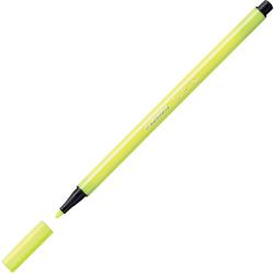 Neon-gelber Filzstift mit schwarzem Deckel. Die Spitze ist fein und spitz.