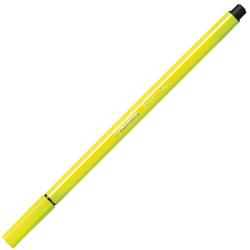 Neon-gelber Filzstift mit schwarzem Deckel. Die Spitze ist fein und spitz.