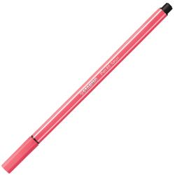 Ein pinkfarbener Filzstift mit abnehmbarer Kappe. Die Spitze ist fein und schwarz.