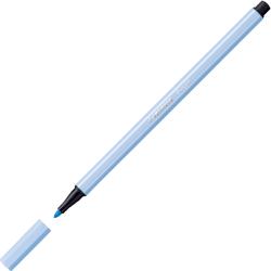 blauer Filzstift mit abnehmbarem Deckel. Die Spitze ist rund und die Farbe ist kräftig.