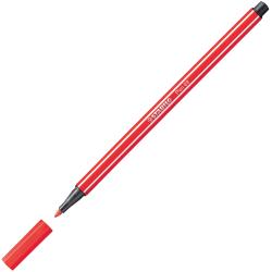 roter Filzstift mit schwarzem Deckel. Der Stift hat eine runde Form und ist für das Zeichnen geeignet.