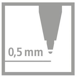 orangefarbener Stift mit blauer Kappe. Der Stift hat eine feine Spitze und ist für präzises Schreiben geeignet.
