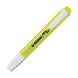 gelber Textmarker mit einer transparenten Hülle. Die Spitze ist abgerundet.