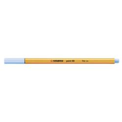 Stabilo Fineliner in hellblau. Dünne Spitze, gelber Schaft. Beschriftung: 'STABILO point 88 fine 0.4'.