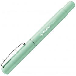 grüner Stift mit Kappe und Clip. Der Stift hat eine schlichte, runde Form.