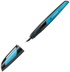 Schwarzer Textmarker mit blauer Kappe. Der Schriftzug 'STABILO EASYbuddy' ist sichtbar.