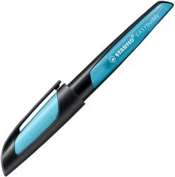 Schwarzer Füller mit ergonomischem Griff. Verpackung zeigt den Schriftzug 'EASY' und ein Beispielblatt.