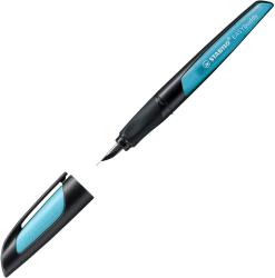 Schwarzer Füller mit ergonomischem Griff. Verpackung zeigt den Schriftzug 'EASY' und ein Beispielblatt.