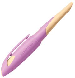 lila Textmarker mit gelbem Deckel. Ergonomische Form für besseren Halt.