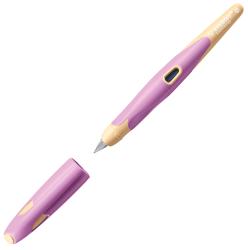 lila Textmarker mit gelbem Deckel. Ergonomische Form für besseren Halt.