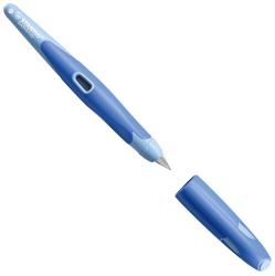 blauer Textmarker mit einer breiten Spitze. Der Körper ist ergonomisch geformt.