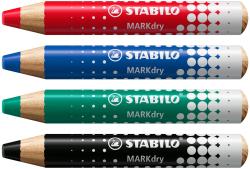 STABILO Whiteboardmarker-Set MARKdry 4 Stück inkl. Abwischtisch/Spitzer