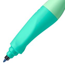 Nachfüllbarer Tintenroller in grün-blauer Farbe. Ergonomisches Design für verbessertes Schreiben.