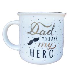 Tasse Dad you are my hero aus Porzellan 400 ml weiß/gold/schwarz