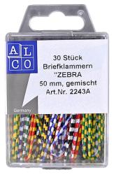 ALCO Büroklammern Zebra 50 mm 30 Stück bunt