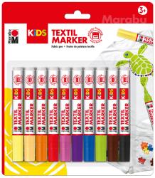 Marabu Kids Textilstifte, 10 Stück, mehrere Farben 