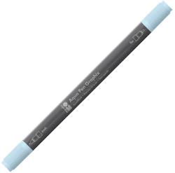 Grauer Marker mit zwei Spitzen, einer feinen und einer breiten. Die Kappe ist hellblau.