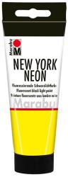 Tube mit fluoreszierender schwarzlichfarbe in leuchtendem Gelb. Markierung mit dem Namen 'NEW YORK NEON'.