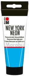 Tube mit fluoreszierender schwarzlichfarbe. Farbe: hellblau. Marke: Marabu. Verpackung hat schwarzen Deckel und rote Akzentlinie.