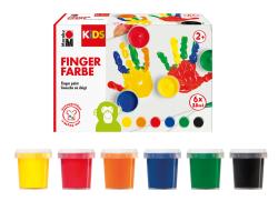 MARABU Kids Fingerfarbe Set mit 6 leuchtenden Farben á 35 ml 