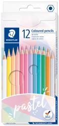 Packung mit 12 Pastellfarbigen Buntstiften. Farben in sanften Tönen, verpackt in einer transparenten Hülle.