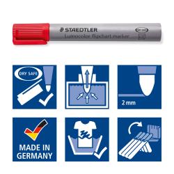 Grauer Flipchartmarker mit lila Spitze. Aufschrift 'Lumocolor flipchart marker'.
