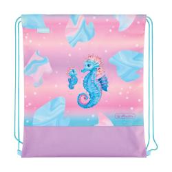 Schulranzen-Set in Pastellfarben mit Seepferdchen-Motiv. Enthält Rucksack, Sportbeutel, Federmäppchen und Schreibmappe.